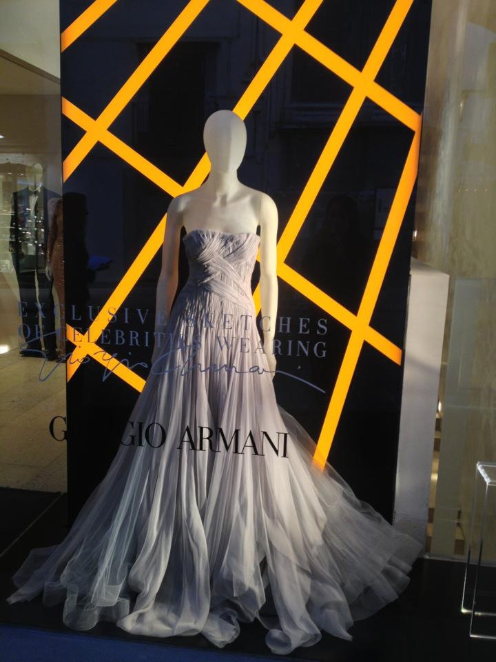 The Georgio Armani store in Chiaia showing some of the fantastic designs by Armani for the red carpet.