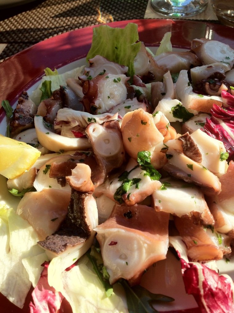 Octopus salad seasoned with just extra virgin olive oil, lemons from Sorrento and parsley.  Experience the taste of the Gulf and you will taste the difference.