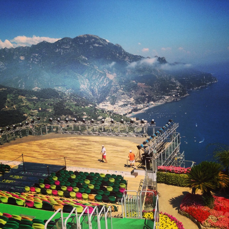 A view from Villa Rufolo's amphitheater, the Ravello's annual Music Festival takes place here in July.  Here is where Richard Wagner got his inspiration to write his Opera "Parsifal" 