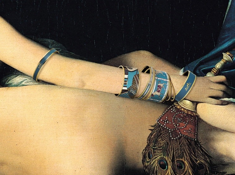 Enamel bracelets House of Hermes artistic vision.  Detail from the Great Odalisque by Ingress, 1814.