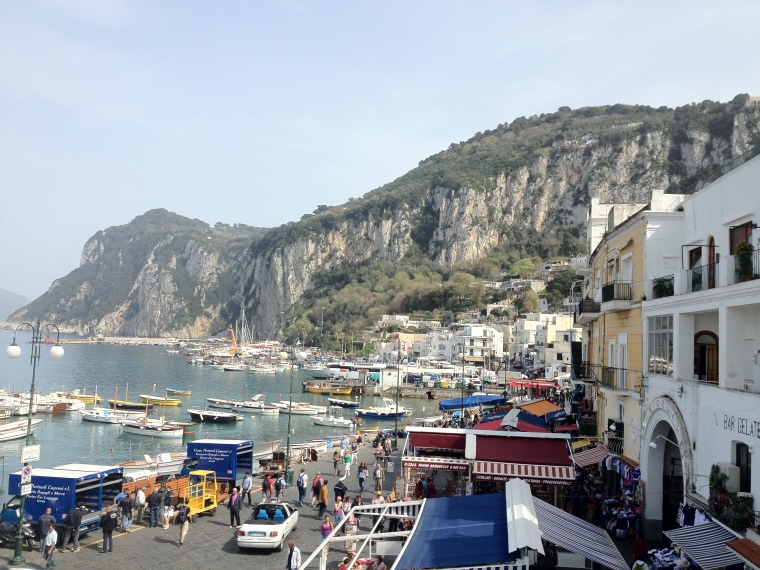Arriving to Marina Grande.  Capri is about 4 square miles, easy to explore.  Being there gives you a sensation of being apart from the world, because cars are prohibited in such a small island, you need to walk everywhere.