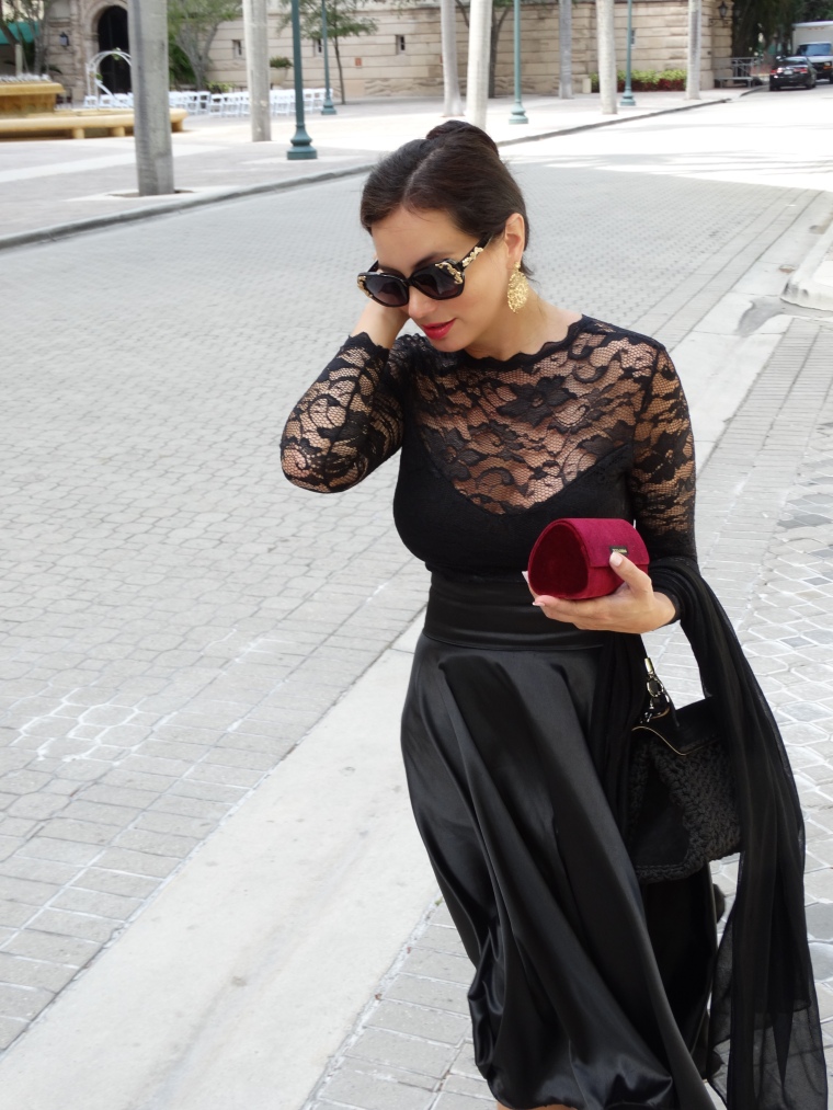 Montserrat Franco wearing Dolce & Gabbana sunglasses, bag and dress from the Sicilian Baroque collection